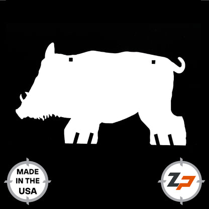 White feral hog shaped target with two square mounting holes